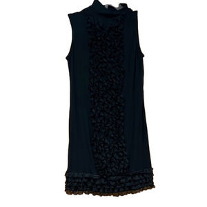Tribute by Heni Neman Black Ruffle Sleeveless Dress Small